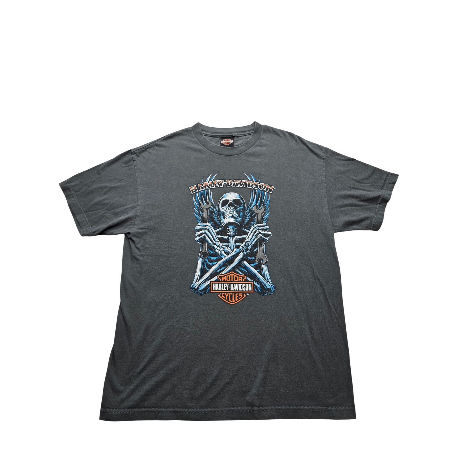 Harley Davidson Skeleton Wrench Graphic T-Shirt Charcoal Mens Xl